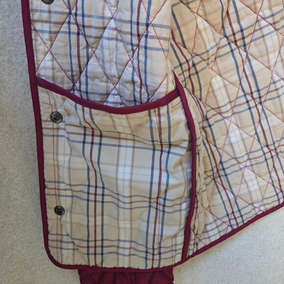 EUC LL Bean Women's M Quilted Lined Long Sleeve Snap Front Jacket Burgundy - Picture 10 of 16